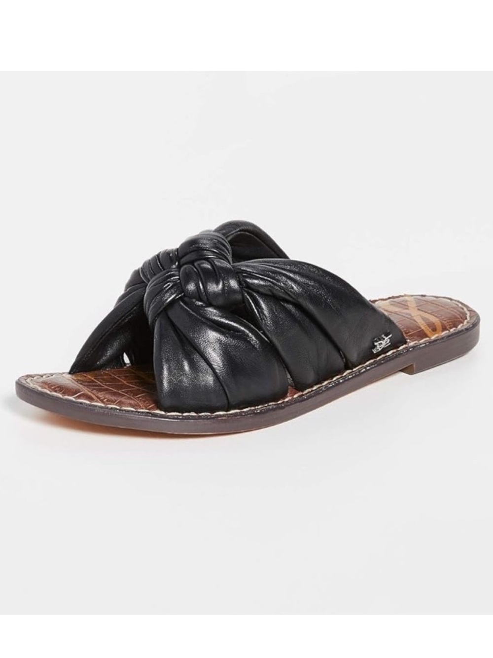 🖤Sam Edelman Garson Bow Slide Sandals Black Leather Knotted Bow Flat Women’s 9.5